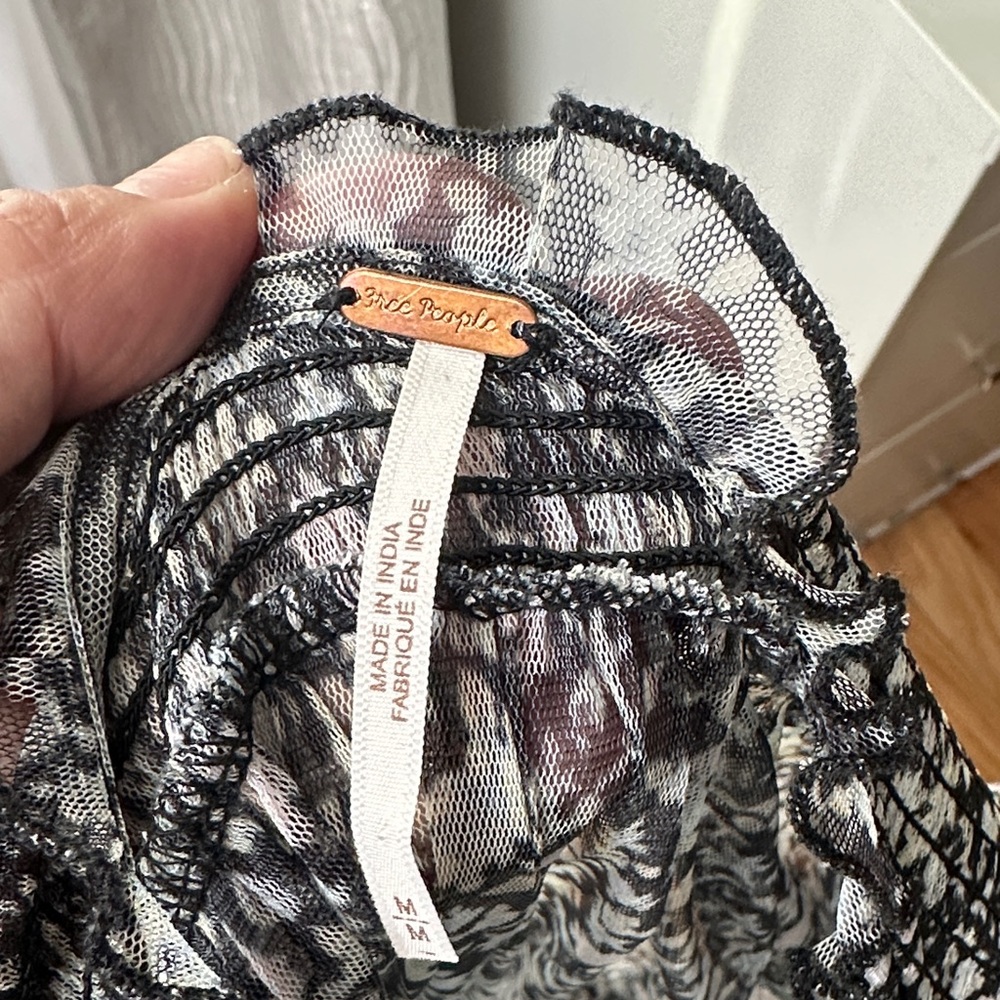 FP Movement by Free People Sheer Black and White Floral Blouse - Picture 2 of 3
